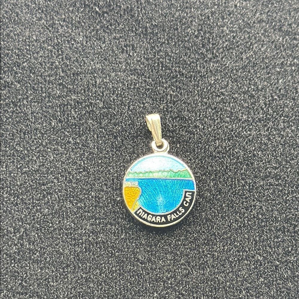 Vintage Enamel Sterling Silver 925 Niagara Falls Canada Pendant